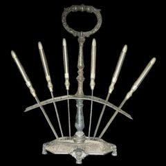 Vintage Set 6 Fruit/Cheese Cutters With Stand
