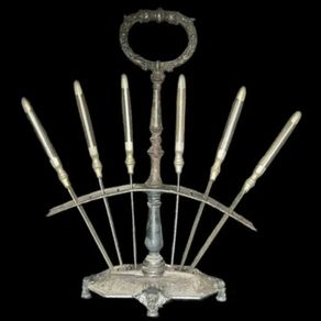 Vintage Set 6 Fruit/Cheese Cutters With Stand