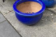 Large Blue Glazed Ceramic Garden Planter