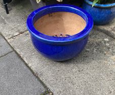 Large Blue Glazed Ceramic Garden Planter