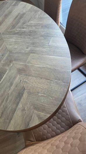 Ez Living Oval Rustic Oak Dining Table and Chairs