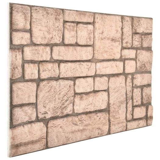 3D Wall Panels with Beige Brick Design 11 pcs EPS