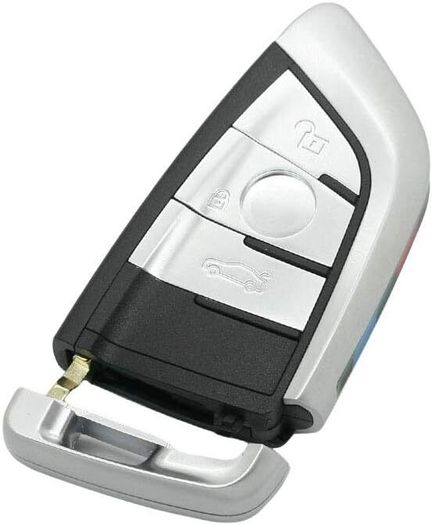 Replacement Key Shell + Uncut Blank  Insert Key Compatible with BMW X1 X5 X6 3 Button Smart Keyless Entry Remote Key Case