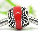 Pandora Style Red Enamel Spacer Bead