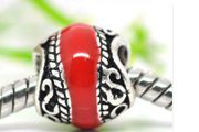 Pandora Style Red Enamel Spacer Bead