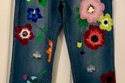 Denim Painted Flower Jeans - Size 14/16