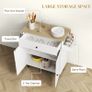 Rolling Kitchen Island with Drop Leaf, Kitchen Storage Cart with Drawer, Spice Rack and Towel Rack, White Image 3