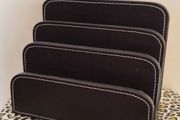 'Osco' Faux Leather Letter Holder/ Organiser