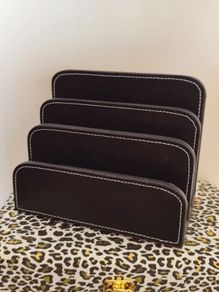 'Osco' Faux Leather Letter Holder/ Organiser