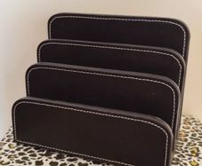 'Osco' Faux Leather Letter Holder/ Organiser