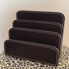 'Osco' Faux Leather Letter Holder/ Organiser