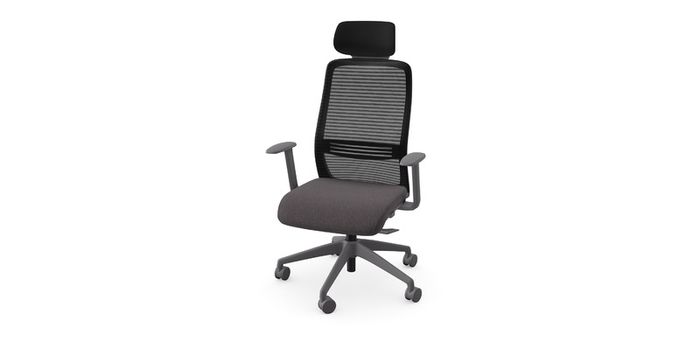NV High Back Swivel Mesh Chair Grey Frame with adjustable arms and headrest