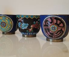 Antique trio of cloisonne cups