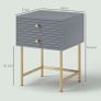 Set of Two Elegant Bedside Tables - Grey/Gold-Tone Image 2