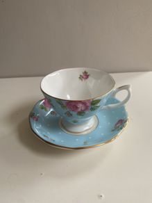 Royal Albert modern vintage  Polka  blue cup and saucer