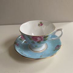 Royal Albert modern vintage  Polka  blue cup and saucer