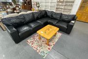 Black Faux Leather Corner Sofa