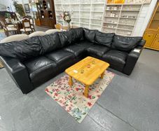 Black Faux Leather Corner Sofa