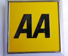 Aa Vintage Metal Car Badge.. 1970's/1980's.. 2.8" Square Club Emblem