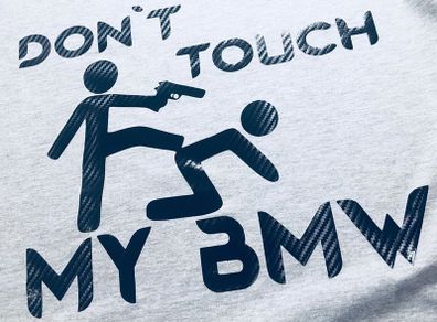 Carbon fiber texture printed BMW logo t-shirt dont touch my bmw t-shirt Carbon fiber