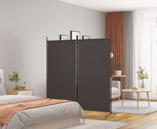 2-Panel Room Divider Brown 175x180 cm Fabric