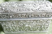 Antiqued Silver Plated Chest Jewelry Box