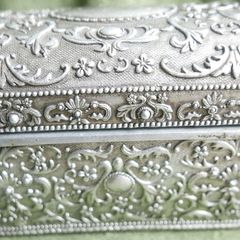 Antiqued Silver Plated Chest Jewelry Box