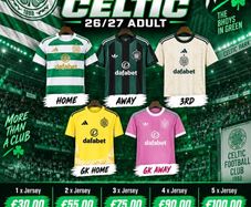 Celtic Football Shirts 26/27 Adult, Kids & Retro