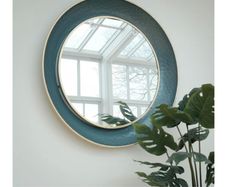 Teal Circular Mirror