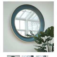 Teal Circular Mirror