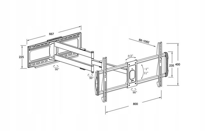 Tv Wall Mount Bracket Tilt Swivel Long Arm 43-95"
