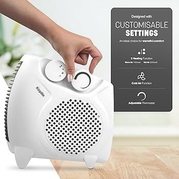 FREE EXPRESS SHIPPING  Electric Fan Heater with 2000W Power, 2 Heat Settings, Fan Setting, Safety Features & Sleek Horizontal & Vertical Design, Heat Protection & Thermostat, Lightweight & Portable for Home & Office