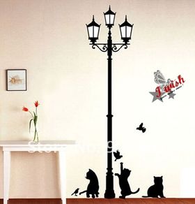 Cat&Lamp Wall Stickers Nice Art Decals Home Decoration
