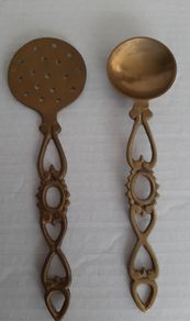 2 vintage brass spoon/strainer