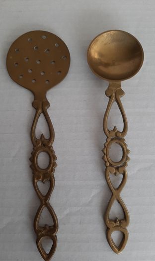 2 vintage brass spoon/strainer