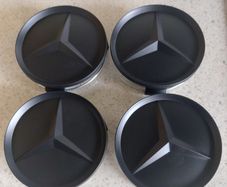 4 x Mercedes matt black caps 75mm - FREE POST