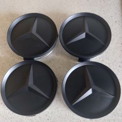 4 x Mercedes matt black caps 75mm - FREE POST