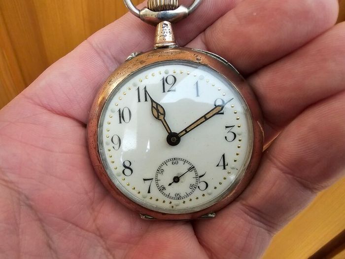 Antique Silver Swiss Made WW1 Era Military Pocket Watch