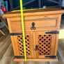 Pine Press / Cabinet with Top Drawer and Hinged Door Storage Area & Old Style Iron Strap Hinges & Pull Latches.         24" / 61cm High, Image 4