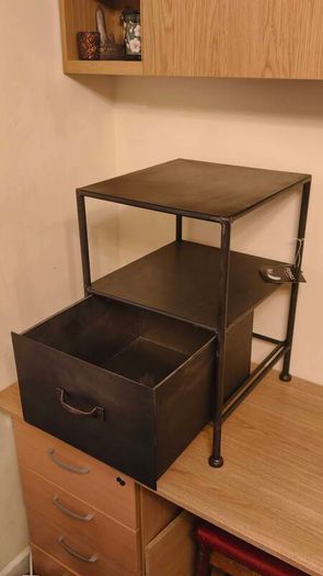 Pomax Home Collection Industrial Style Metal Designer Side Bedside Table Locker Drawer