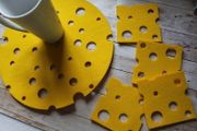 Multi Placemats and Coaster Funny Cheese Shape and Colour