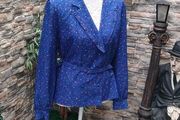 Vintage 80s 90s Electric blue party blouse ruffle detail