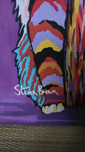 Steven Brown cat print on canvas