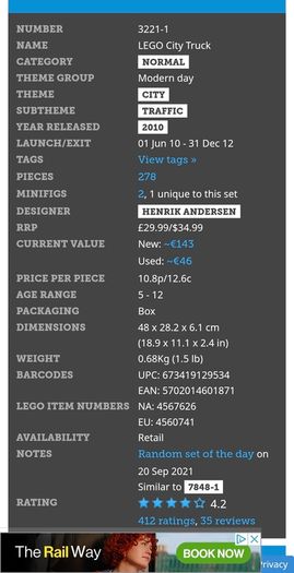 Lego City Cargo Truck 3221