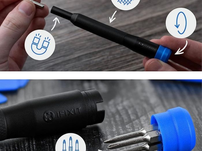 Essential Electronics Toolkit, Basic tool-set with 16 precision bits (4 mm), magnetic screwdriver & opening tools for electronic devices