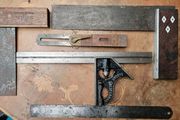 Squares, sliding bevel and ruler