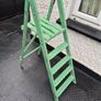 Vintage folding 4 step  painted solid wooden ladder Image 7