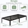 Teen 3ft Single Bed Frames with Rounded Corner Legs, Heavy Duty Metal Bed Frame Single with Steel Slats Support, Single Bed 36 cm High, Noise Free, Easy Assembly Image 9