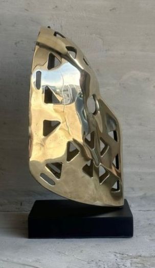 Mask Sculpture On Stand - Polished Bronze
