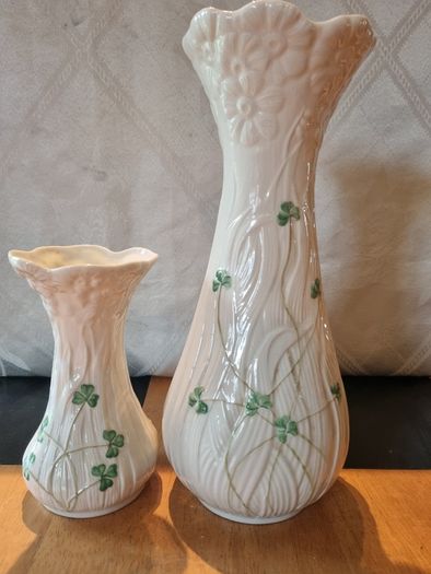 Belleek two vases